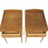 Set de 2 tables de chevet en chêne, Erik Andersson, Suède, 1960