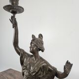 Pair of Art Nouveau oil lamps in cast iron