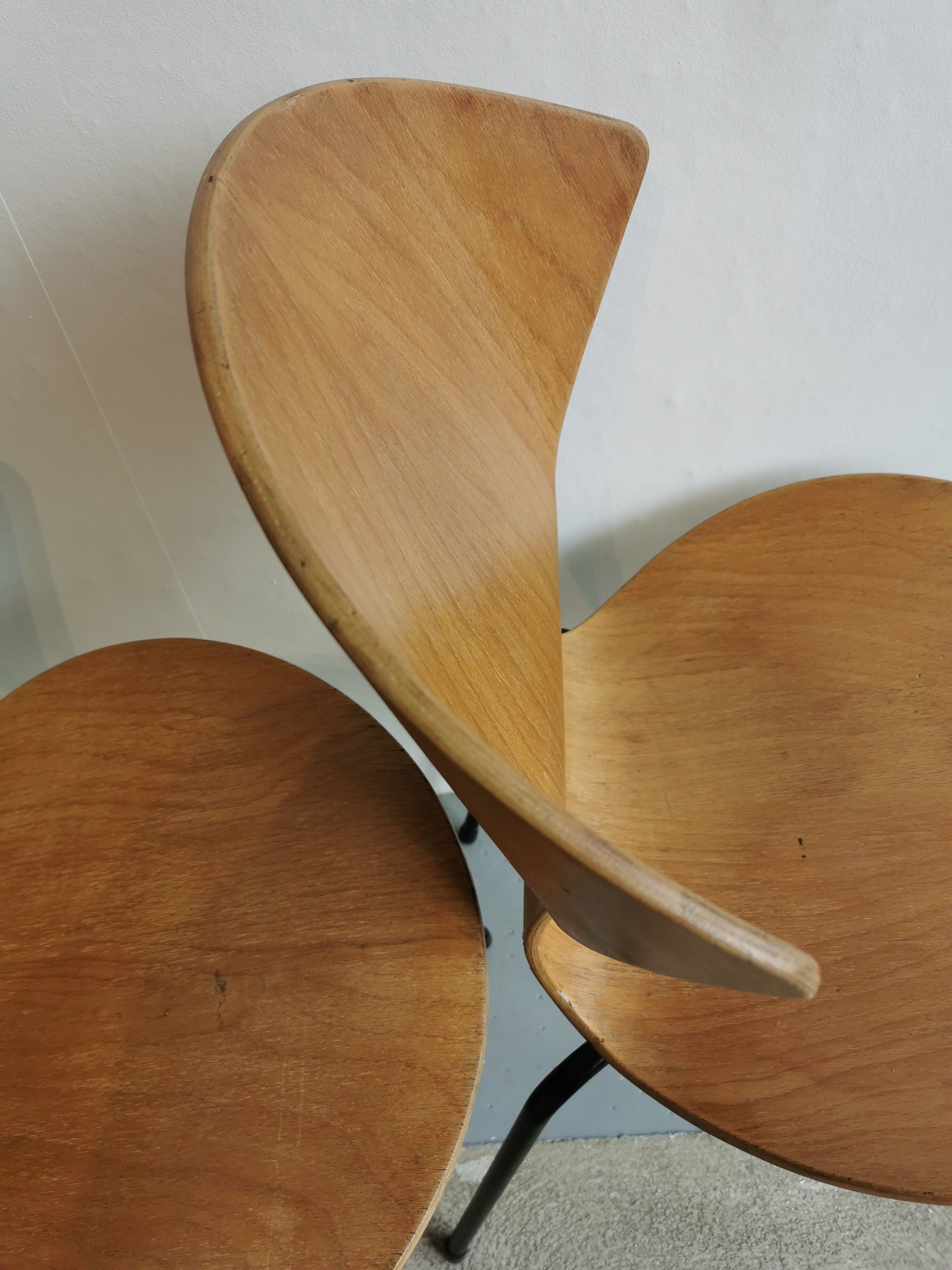 2 wooden chairs - metal circa 1950 Genevieve Dangles