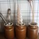 3 vases vintage en grès, intérieur vernissé