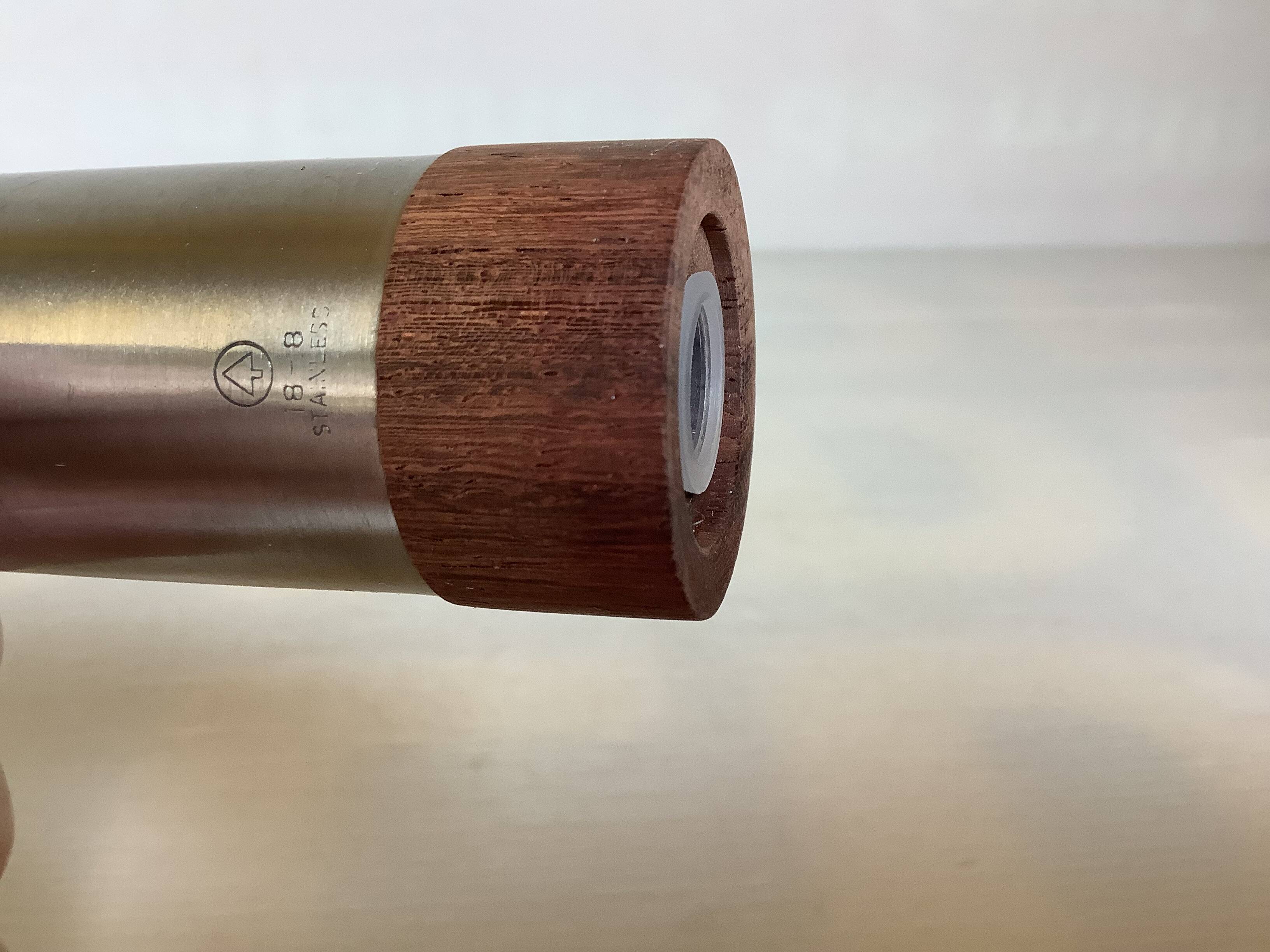 Salt and pepper set in teak and metal, Scandinavian style.