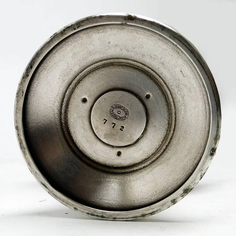 Art Deco sugar bowl, silver-plated brass, crystal, Poland, 1930s