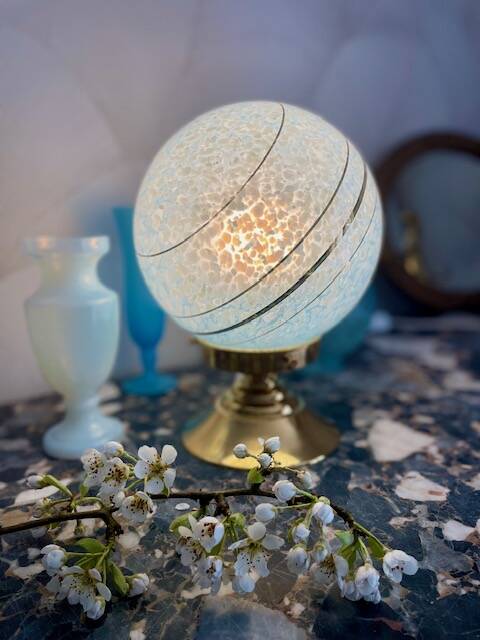 Art Deco lamp in blue Clichy glass