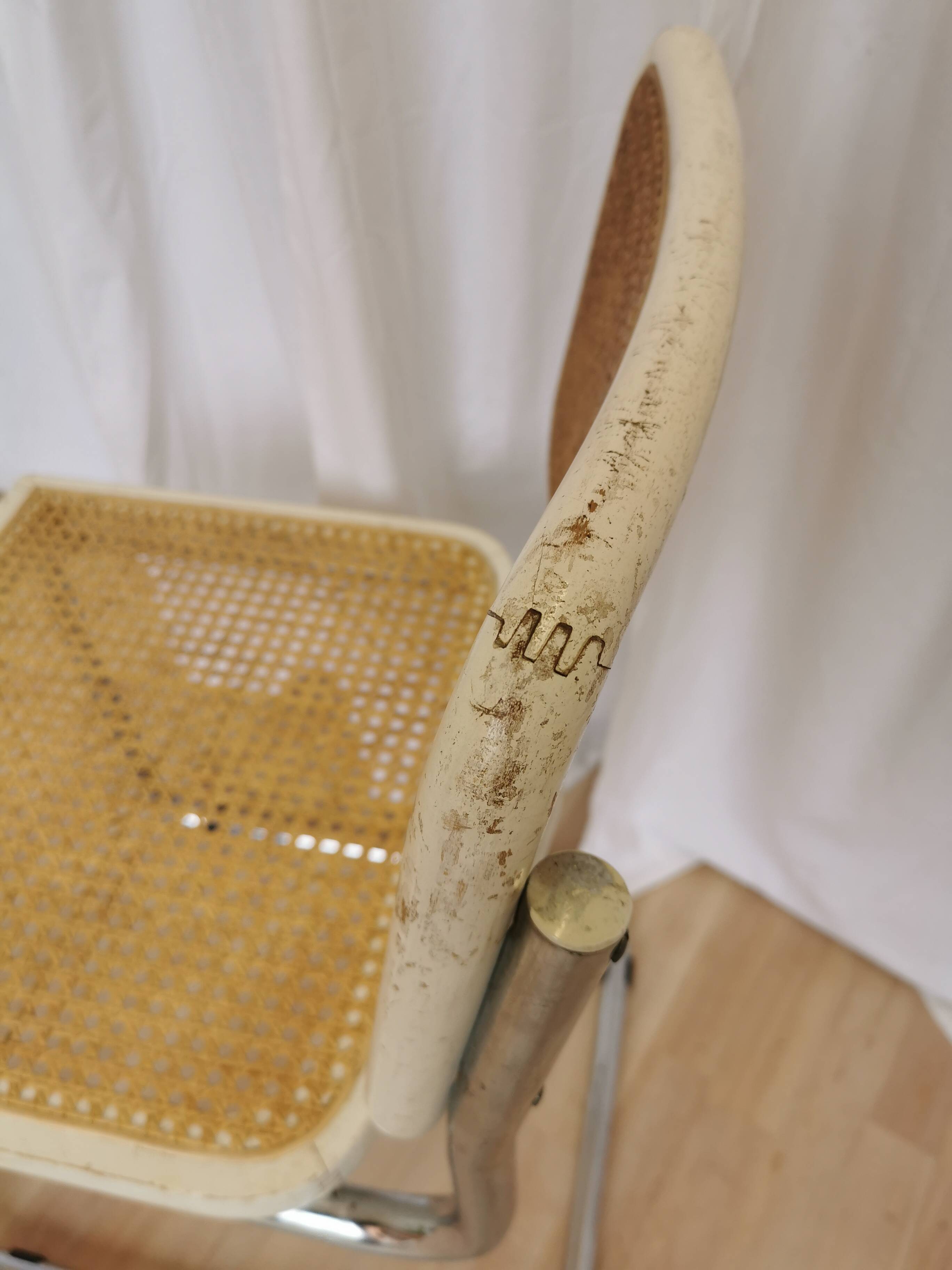 Chaise Cesca par Marcel Breuer en rotin bois et métal chromé, années 1970