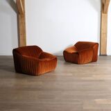 Pair of Cinna Sandra lounge chairs in velvet by Annie Hieronimus, 1970s