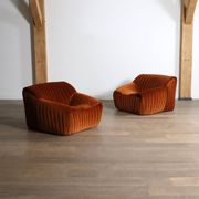 Pair of Cinna Sandra lounge chairs in velvet by Annie Hieronimus, 1970s