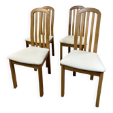 Chaises (lot de 4) en orme massif et tissu vintage Findahls Danemark 1980