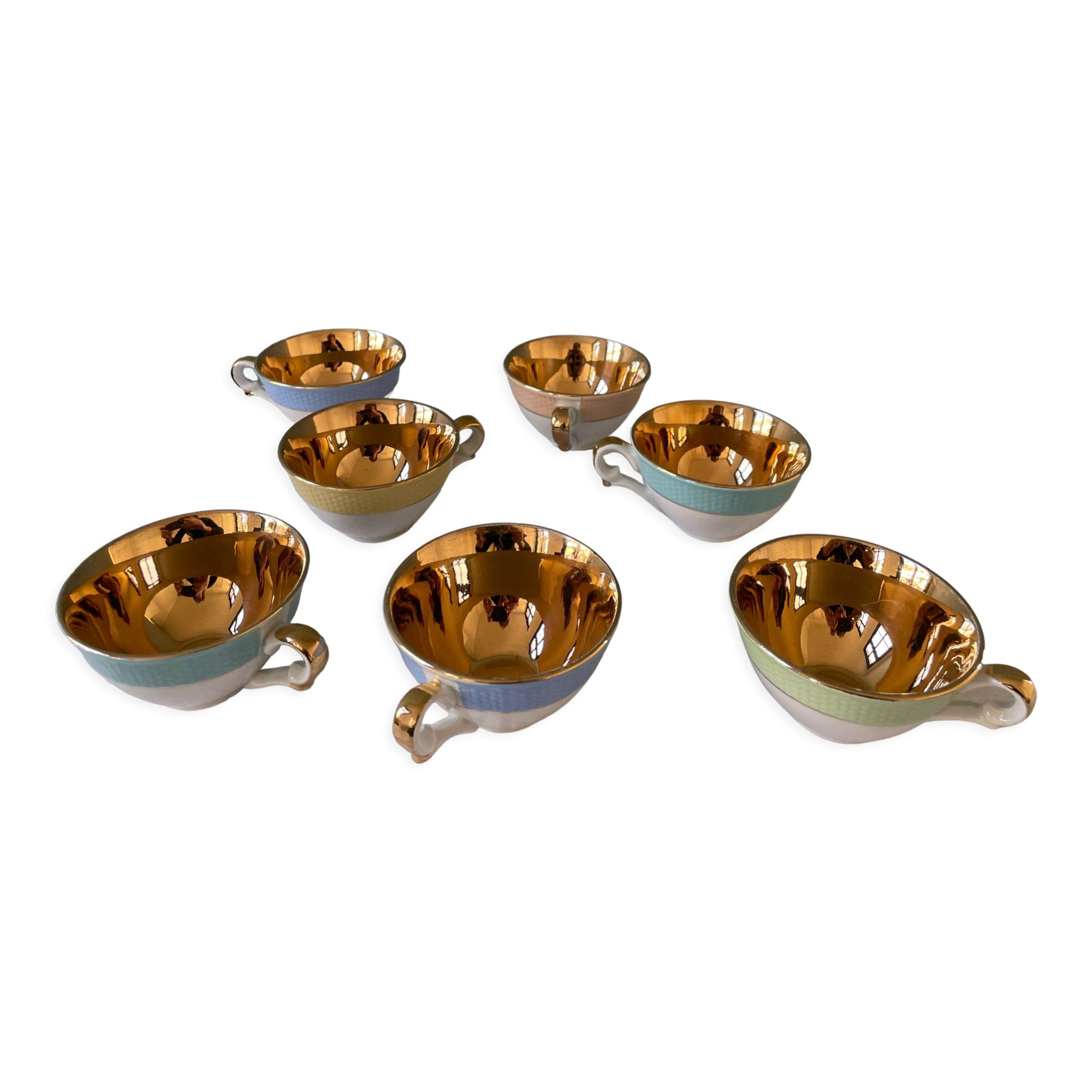 Set of 7 vintage coffee cups Poreylor L'Amandinoise