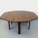 Vintage brutalist hexagonal dining table made of oak from the 1950s.