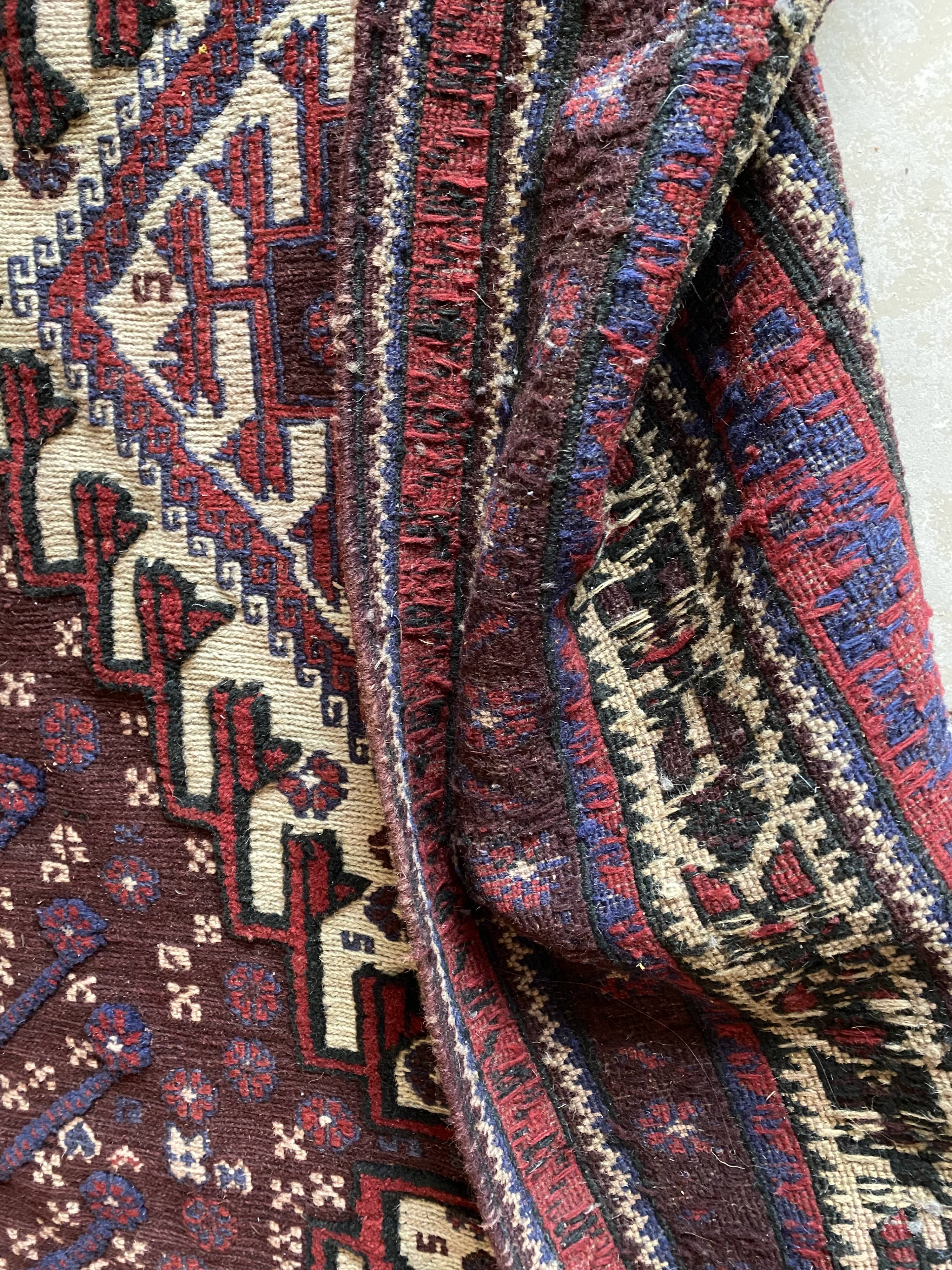 Old Afghan wool rug 270x186cm