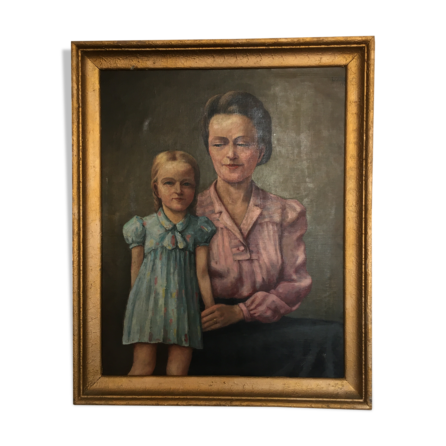 Portrait painting of mother and daughter