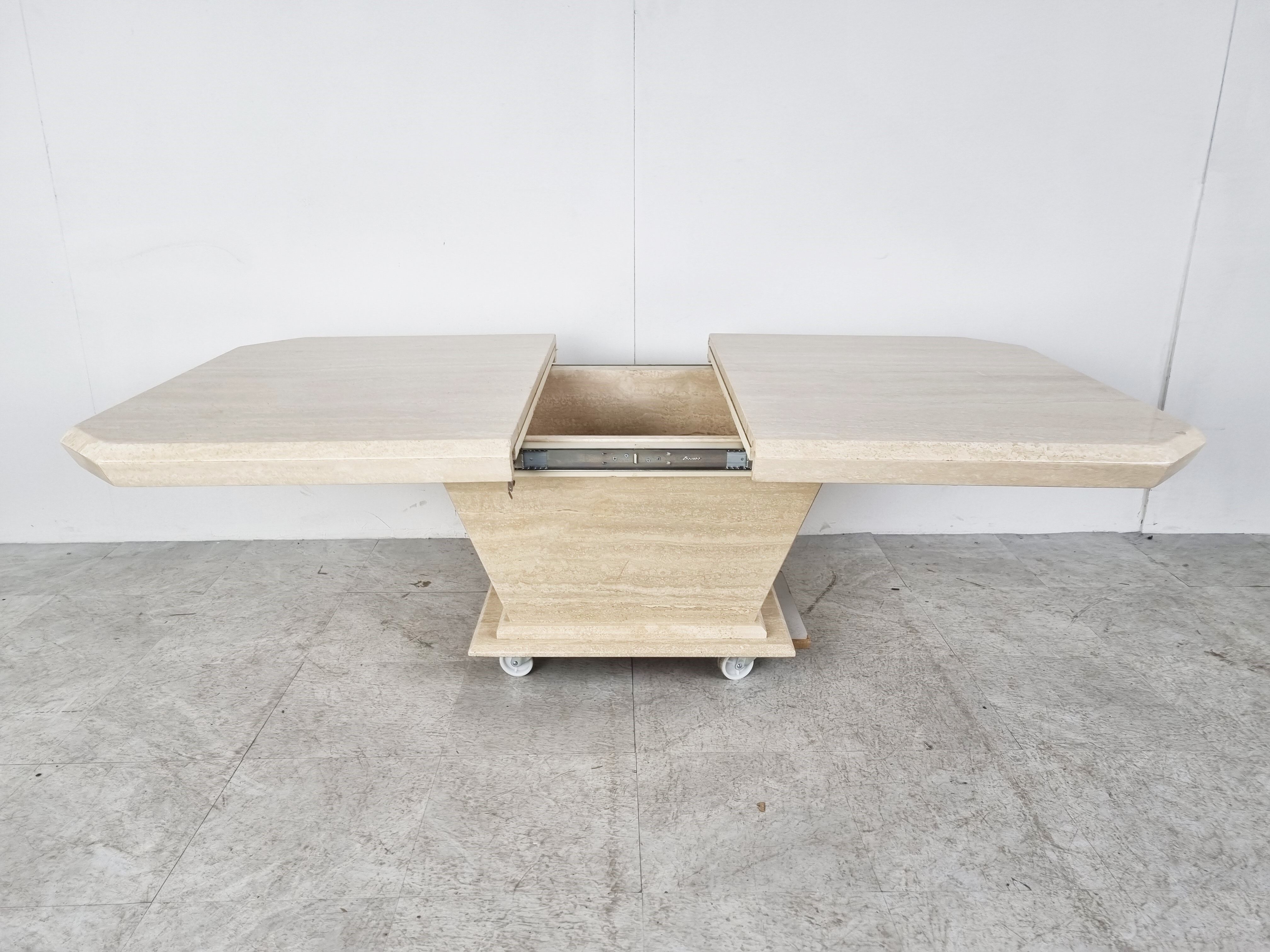 Vintage travertine hidden bar coffee table, 1970s