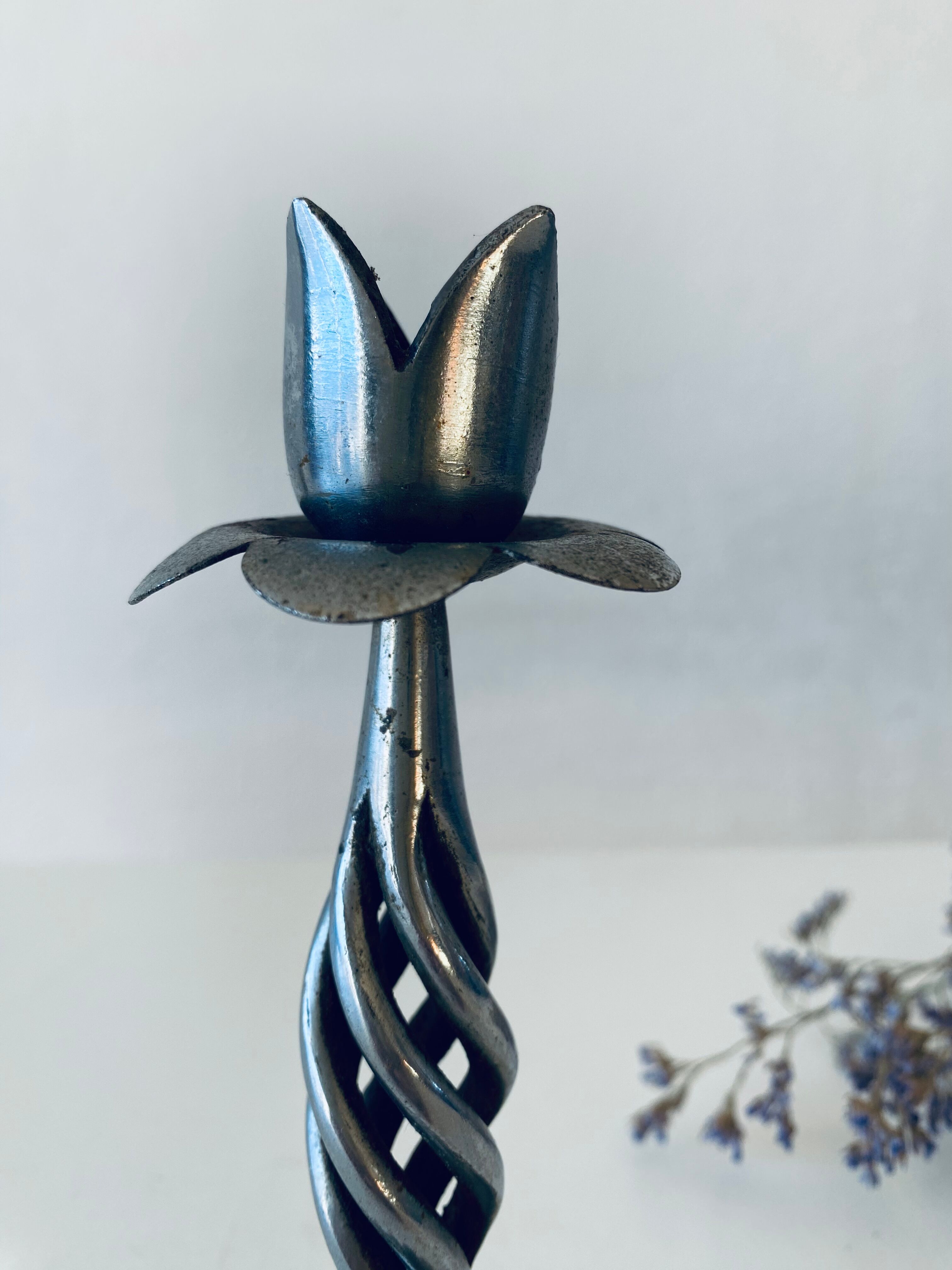 Iron flower candle holder