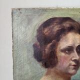 Oil on canvas portrait, vintage, bohemian countryside decoration.