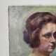 Oil on canvas portrait, vintage, bohemian countryside decoration.