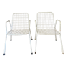 Paire de fauteuils vintage blancs