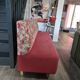 pink restaurant bench and liberty flower backrest, made by an upholsterer