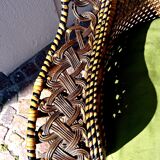 Authentique fauteuil dit Emmanuelle en rotin, design séventies