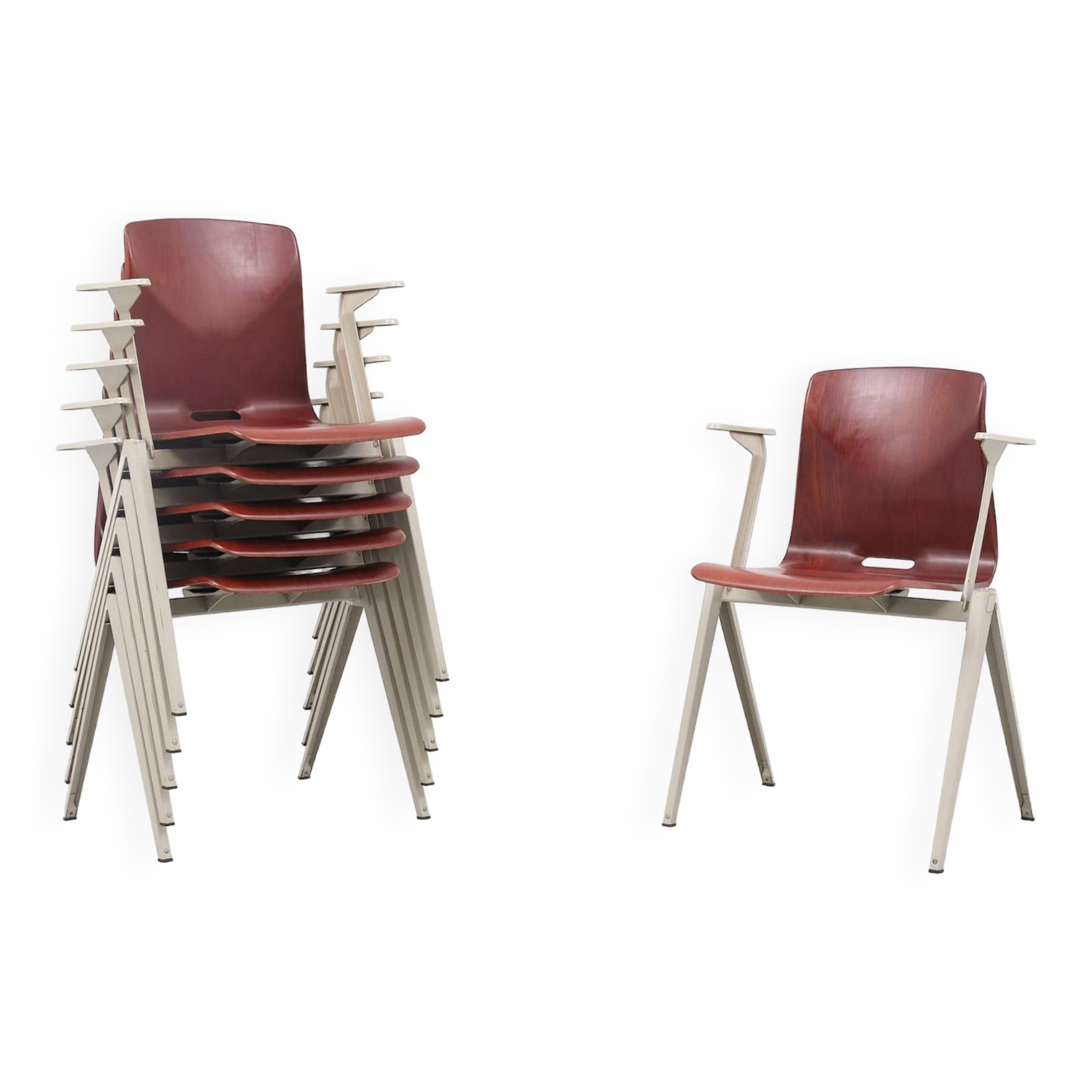 Vintage Galvanitas S22 Mahogany and Beige Chair with Armrests