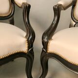 Pair of Convertible Armchairs Louis XV Style Pear Blackened Napoleon III
