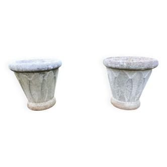 Pair of old Medici stone planters