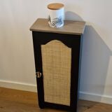 Wooden and cane chest unit