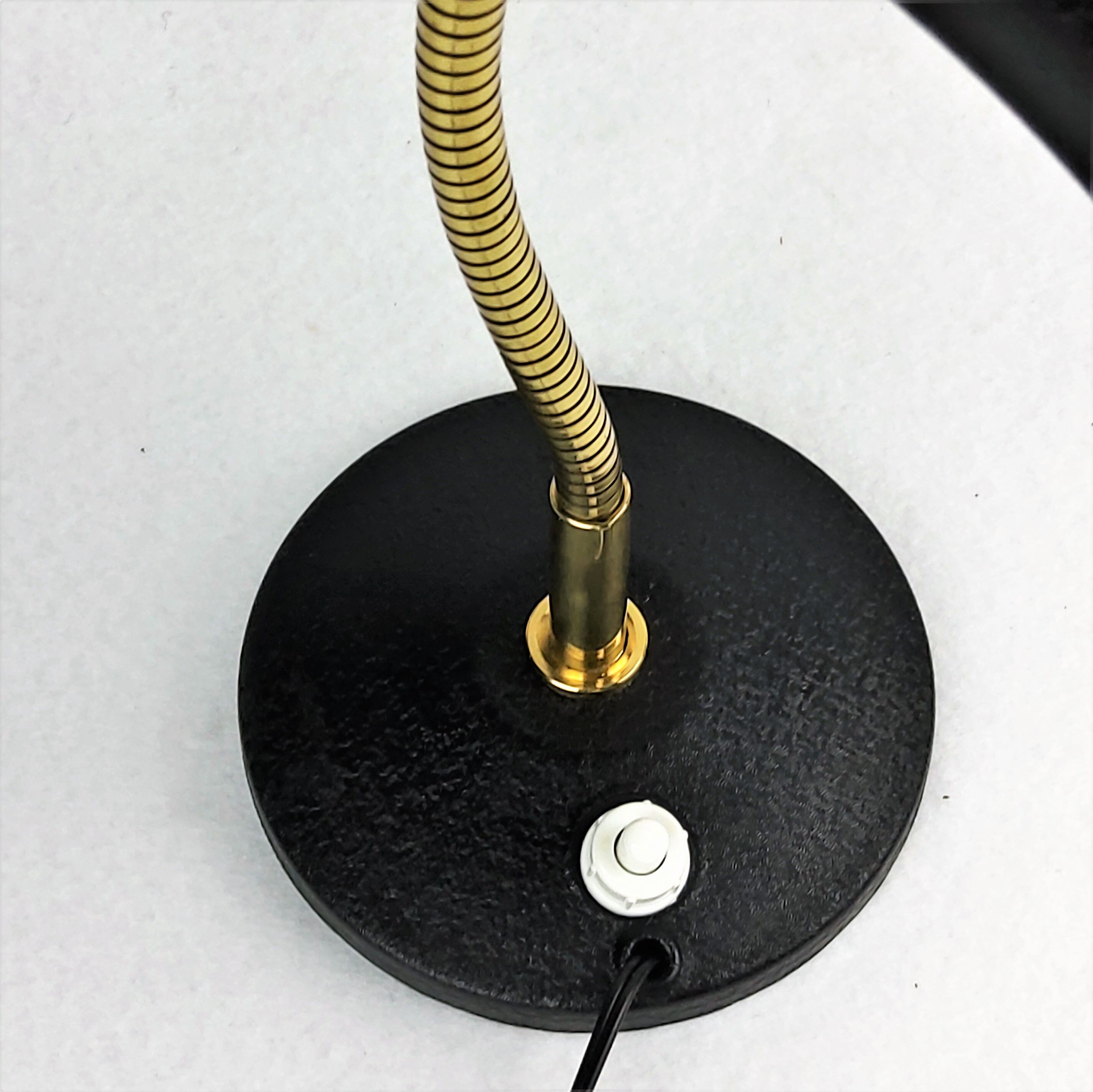 Lamp applies black metal and brass pot 1950