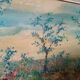 Peinture à l'huile sur panneau paysage campagne prairie fleurie signée