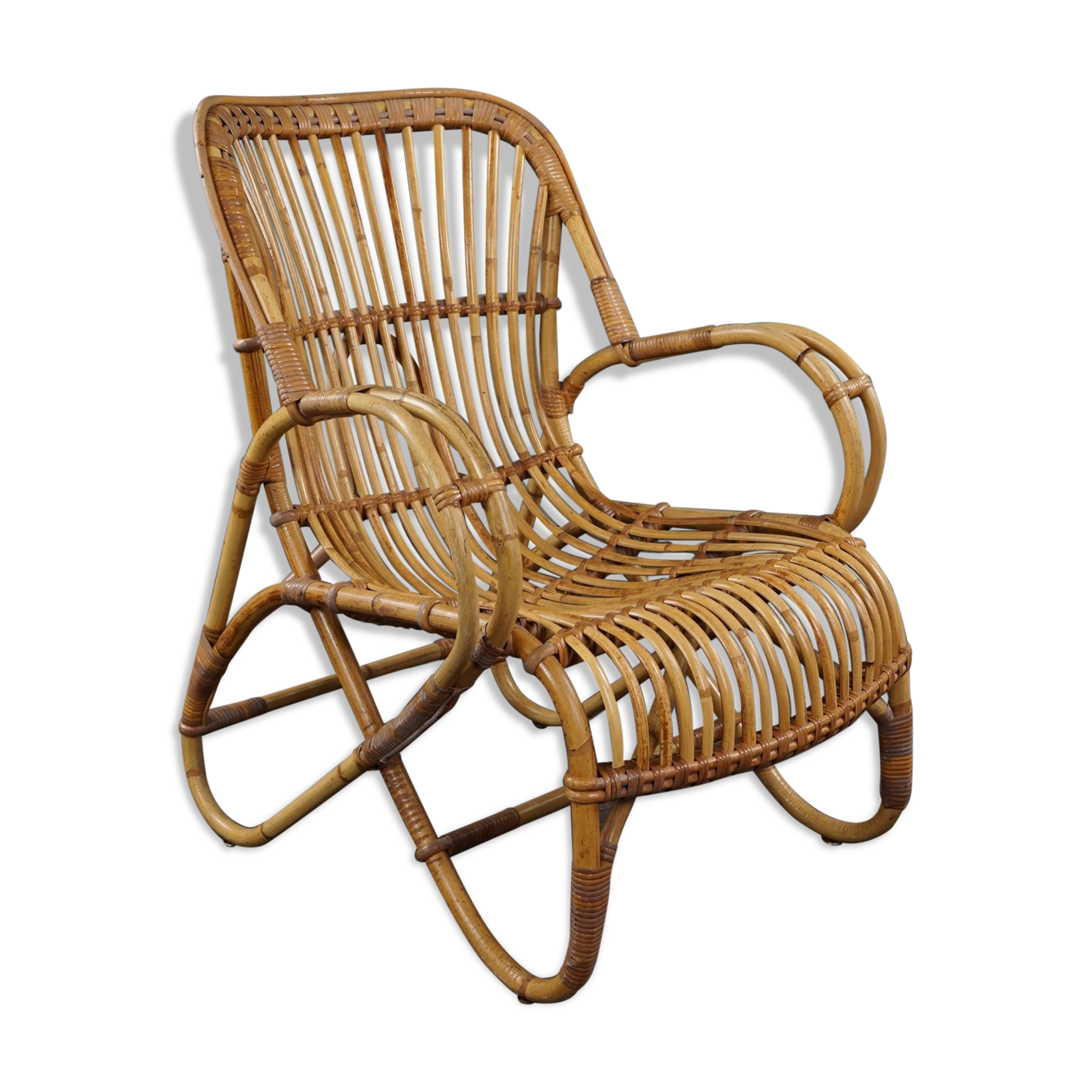 Rattan armchair with armrests 1950