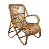Rattan armchair with armrests 1950