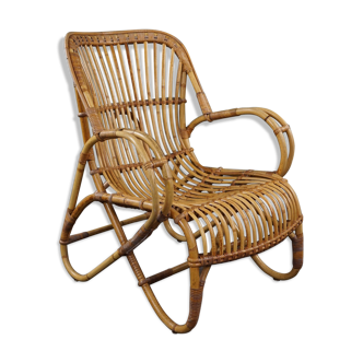 Rattan armchair with armrests 1950