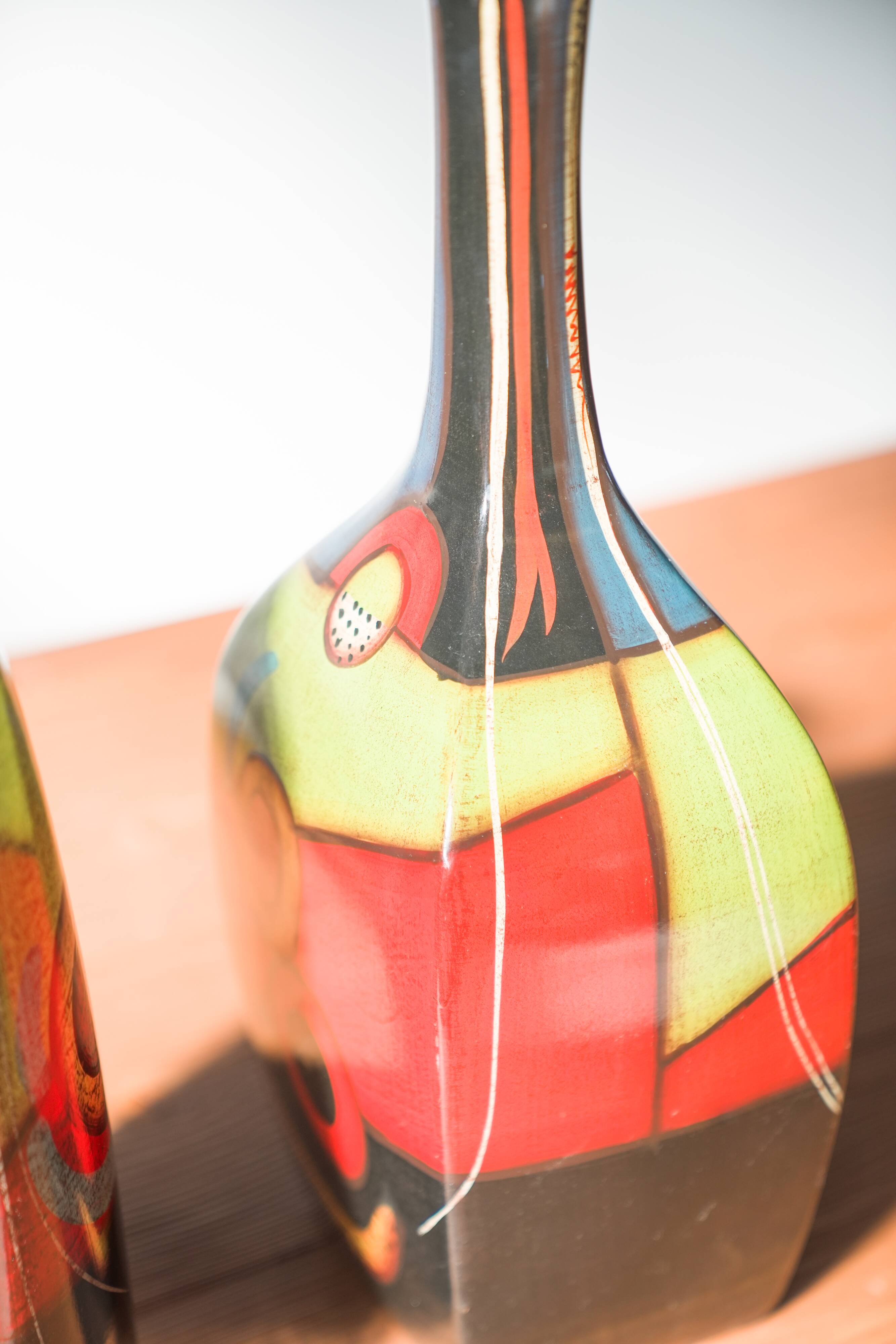 1970s-80s Hand-Painted Terracotta Vases