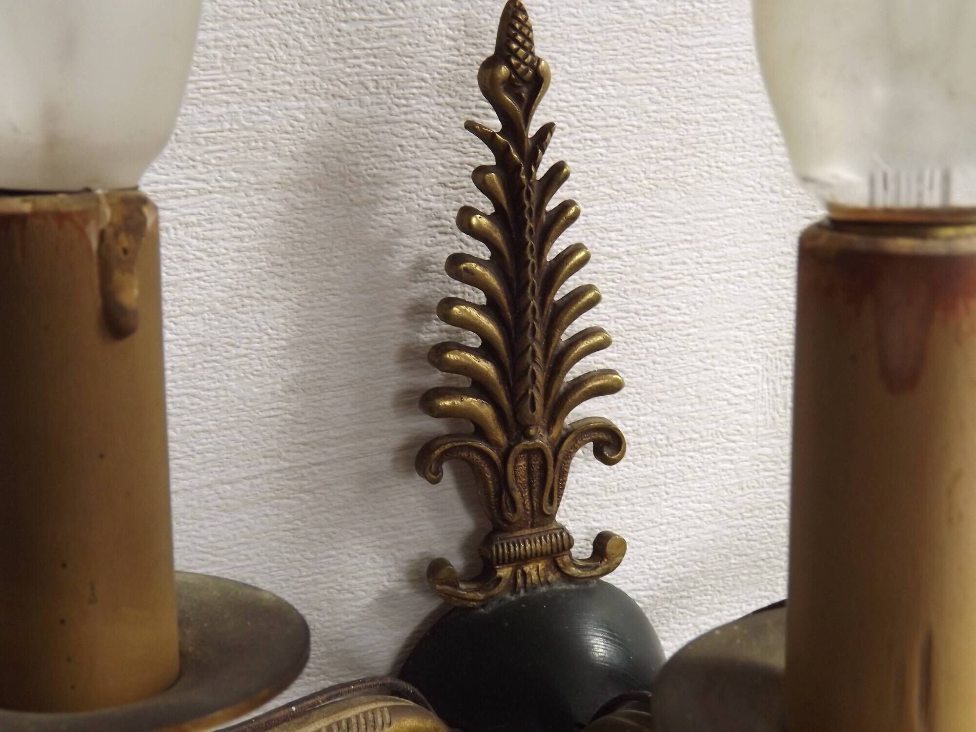 Set of 3 Bronze French Empire Style Triple Light Wall Sconces Neoclassical