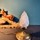 Lampe flamme Art Déco verre dépoli 1920-1930
