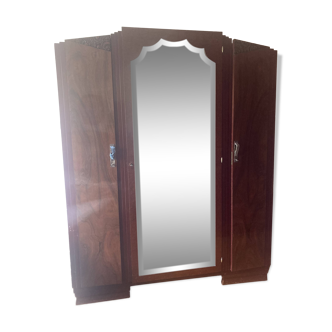 Armoire art déco 1936 acajou palissandre loupe Vavona
