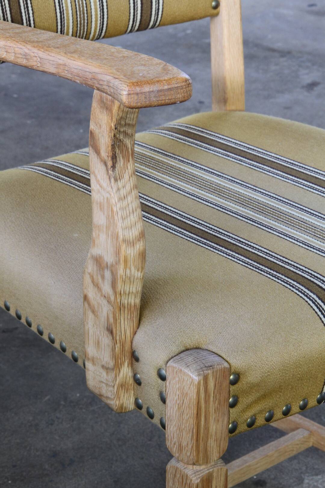 Vintage Danish Solid Oak Brutalist Armchair, Henning Kjærnulf style, 1960s