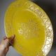 Large oval dish Bordallo Pinheiro yellow earthenware, Portugal 1970-1980