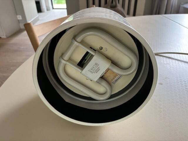 White metal pendant light - suede from the 70s/80s