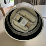 White metal pendant light - 70s/80s suede
