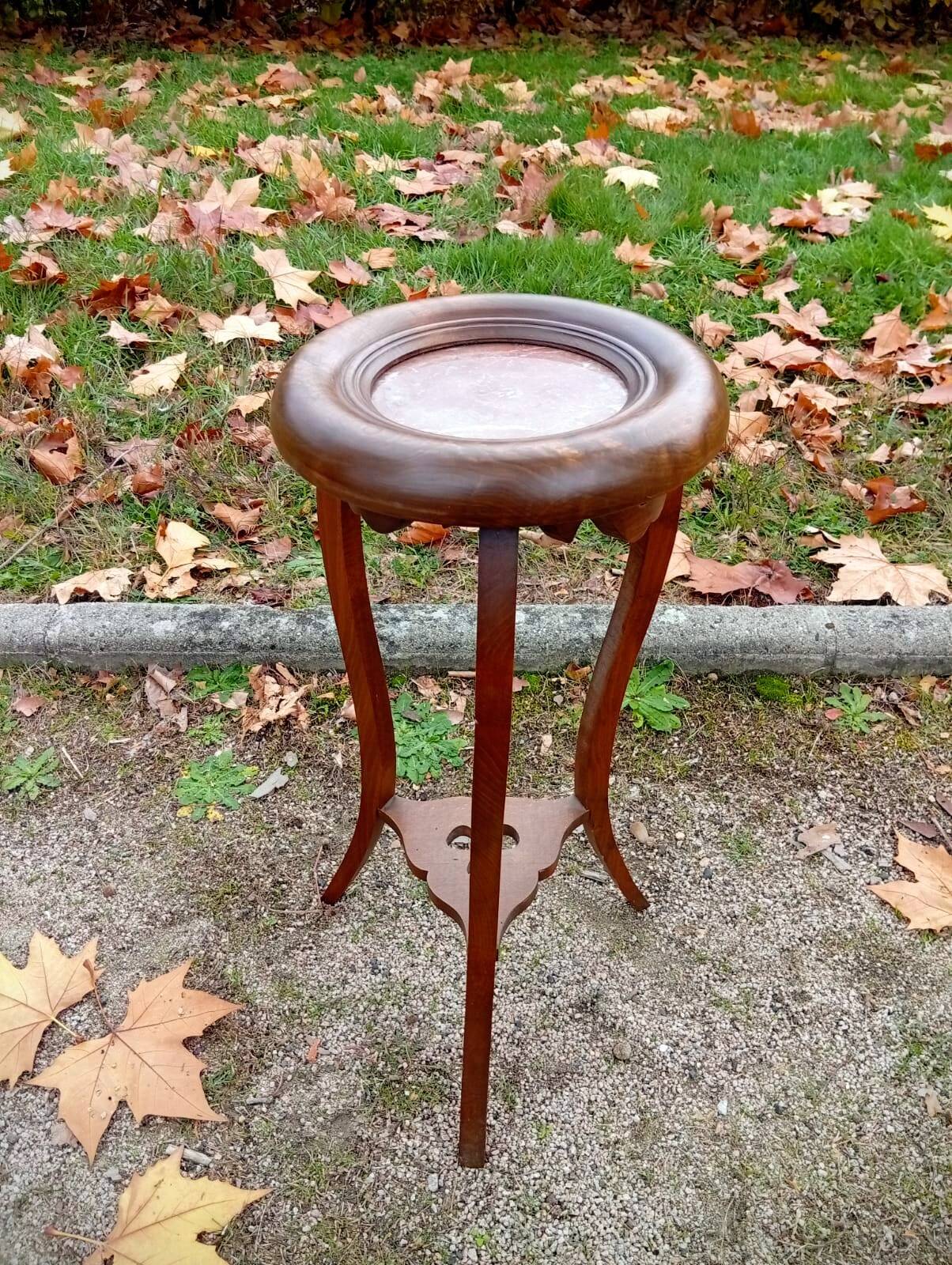 Wood and marble stool
