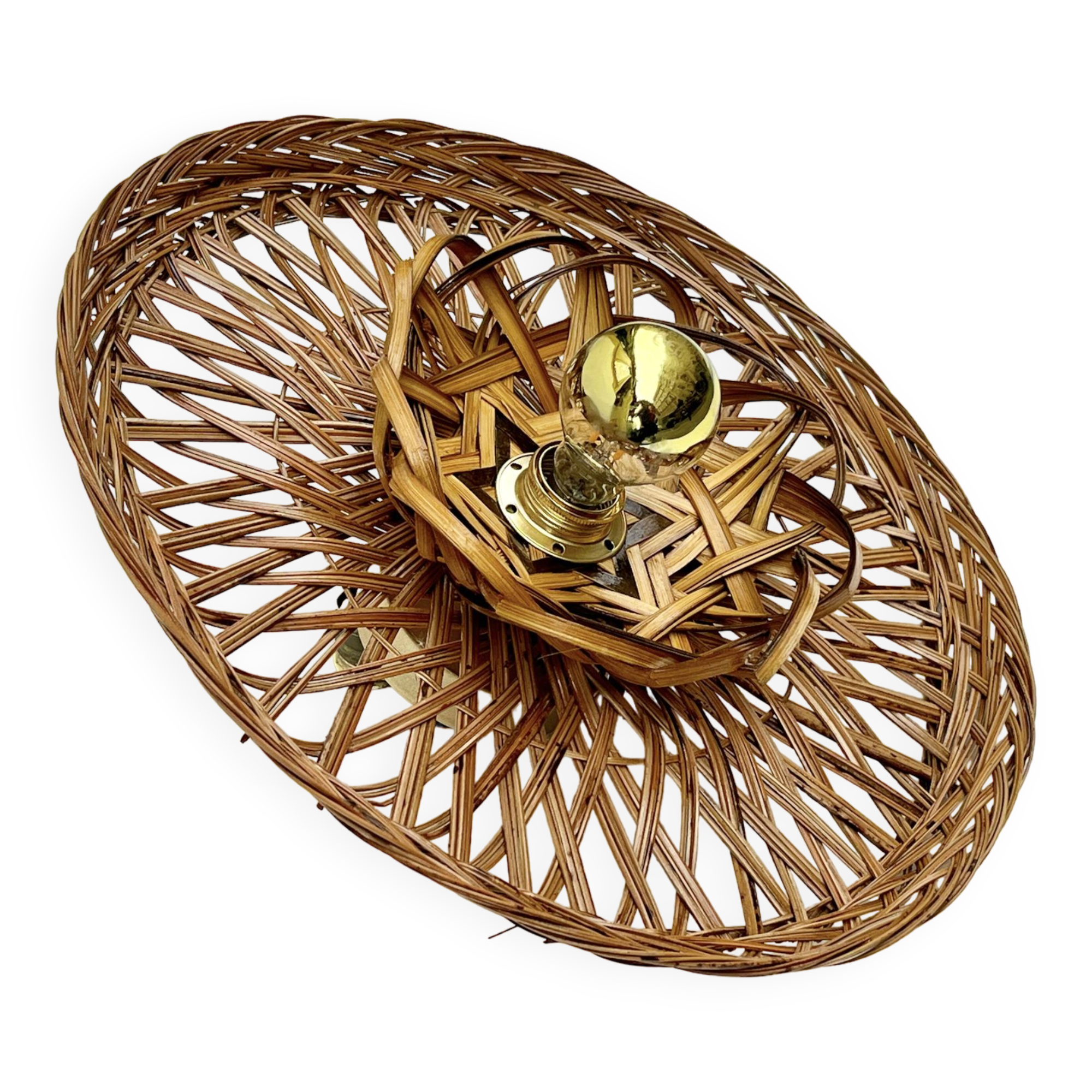 Vintage rattan basket wicker wall light 32 cm