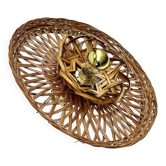 Vintage rattan basket wicker wall light 32 cm
