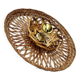Vintage rattan basket wicker wall light 32 cm