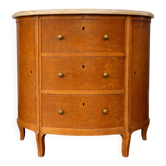 Commode demi-lune en loupe de bois avec plateau en marbre - Style Louis XV