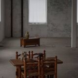 Set of 6 modern French brutalist chairs, in the style of Charles Dudouyt, made in the 1960s.