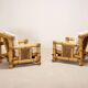 Pair of Bamboo Armchairs, Pierre Frey Cushions, French Work, circa