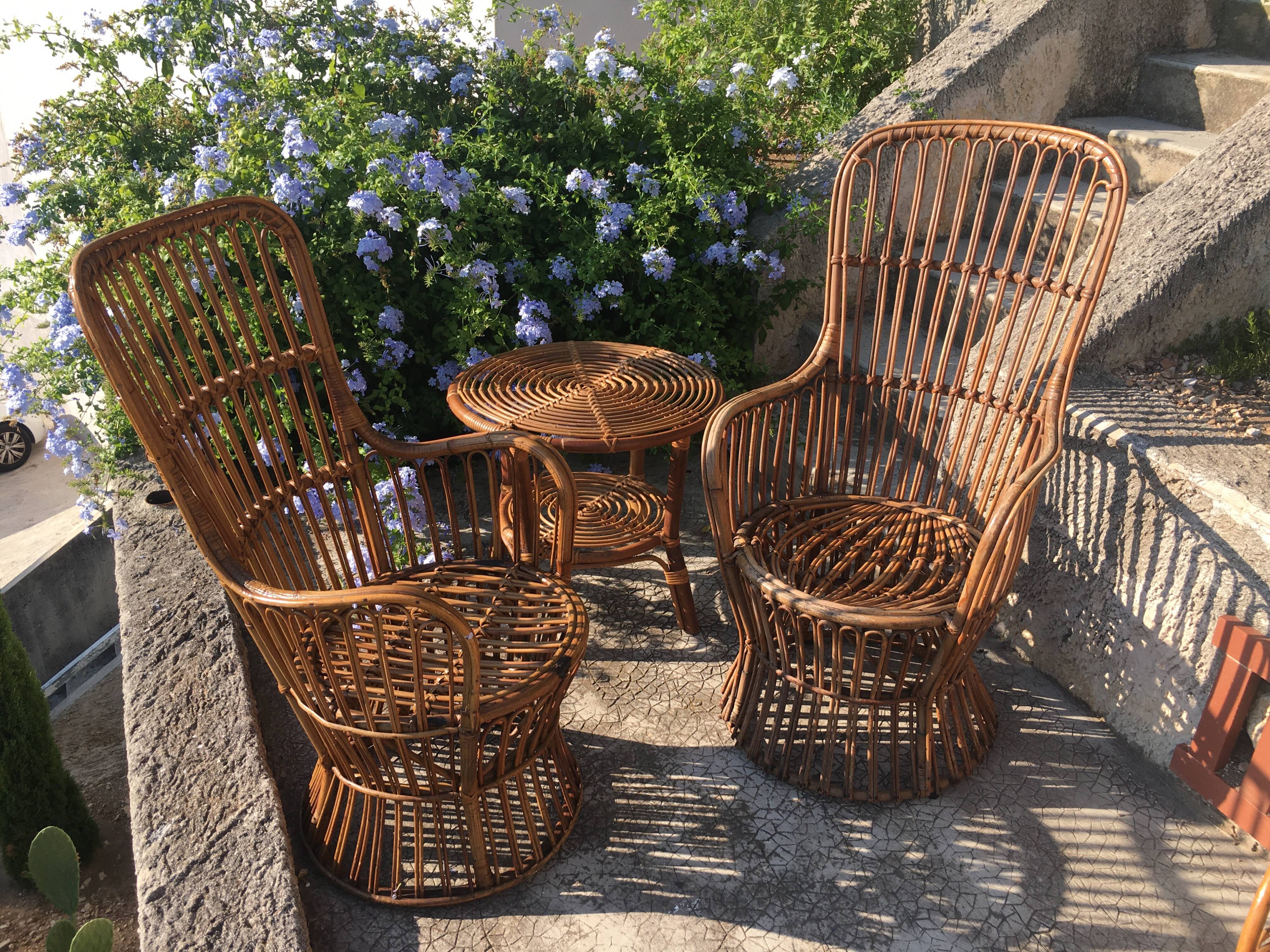 Rattan chair by Dal Vera, Italy 1950