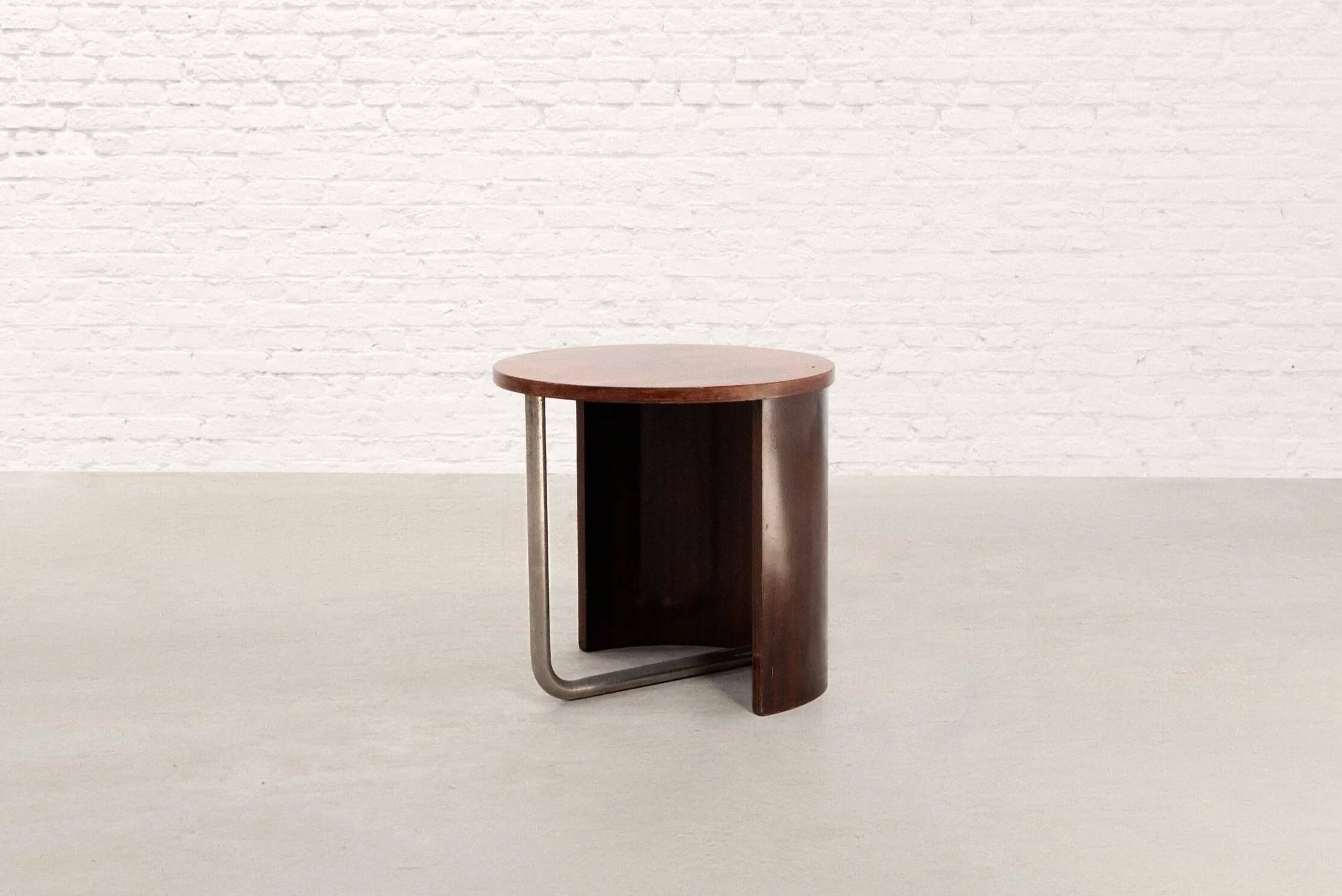 French Modernist Art Deco tubular steel side table, c. 1930s