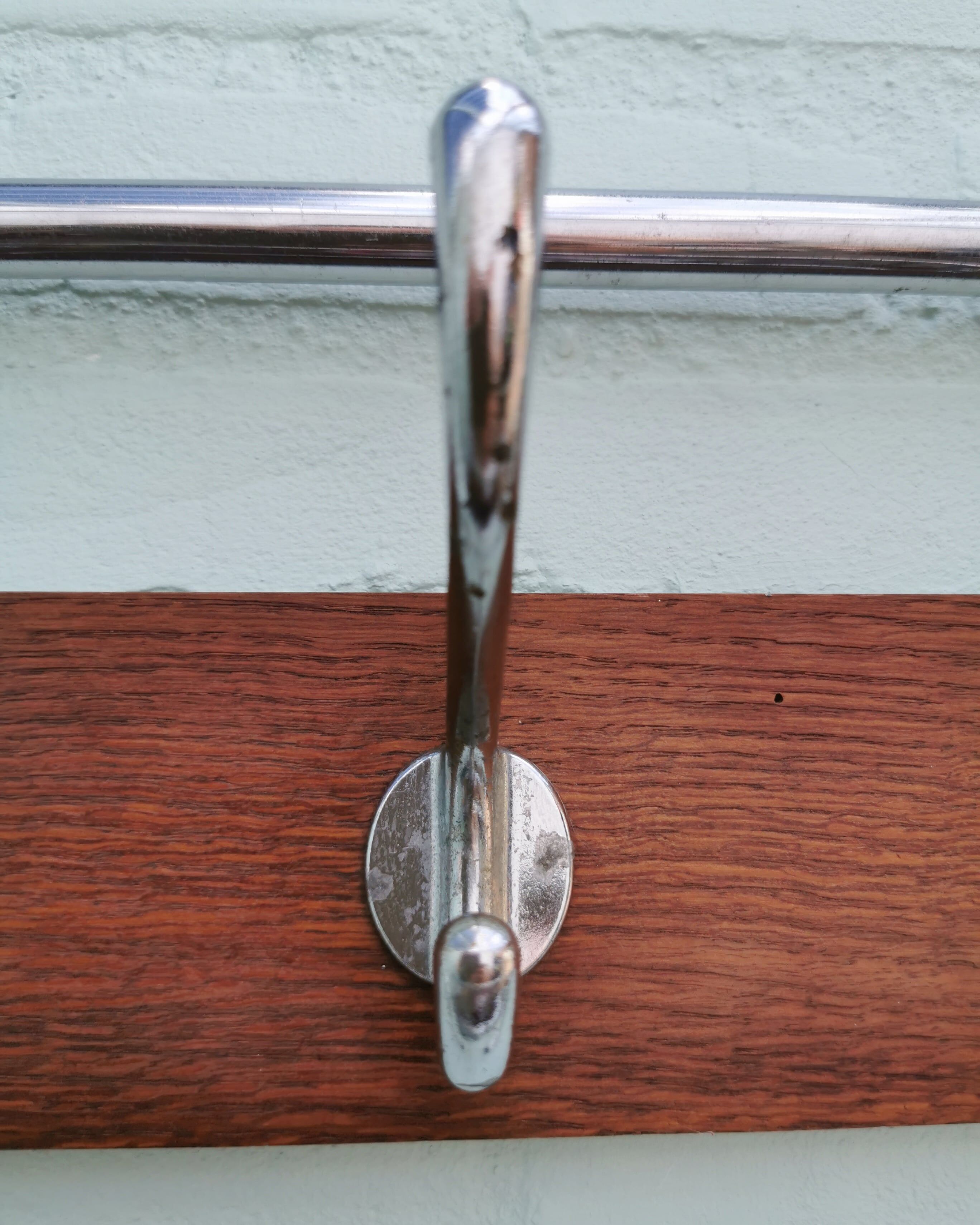 Vintage metal wall coat rack from the seventies