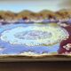 Antique Longwy enamel dish, "Plaisance" model, red and gold